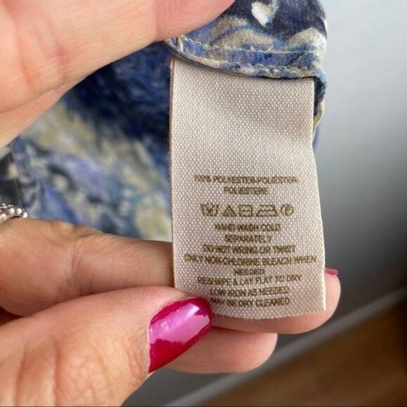 Free People Easy Rider Sheer Chiffon Button Down Blouse Cream and Blue Women's S - Picture 4 of 8